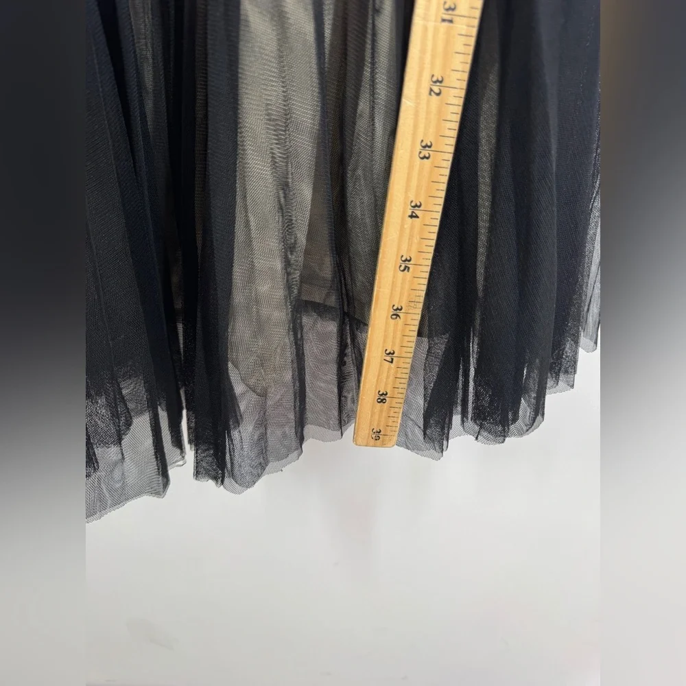 Alice + Olivia Leather Tulle Dress Black Fit Flare Party Mini Size 6 Dark Goth - Picture 12 of 15